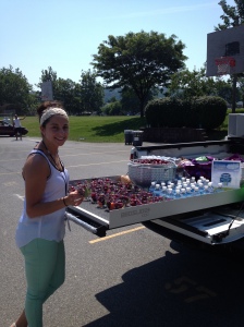This is a picture of me last year ready to give out all the cups I made filled with yummy fruits and vegetables.